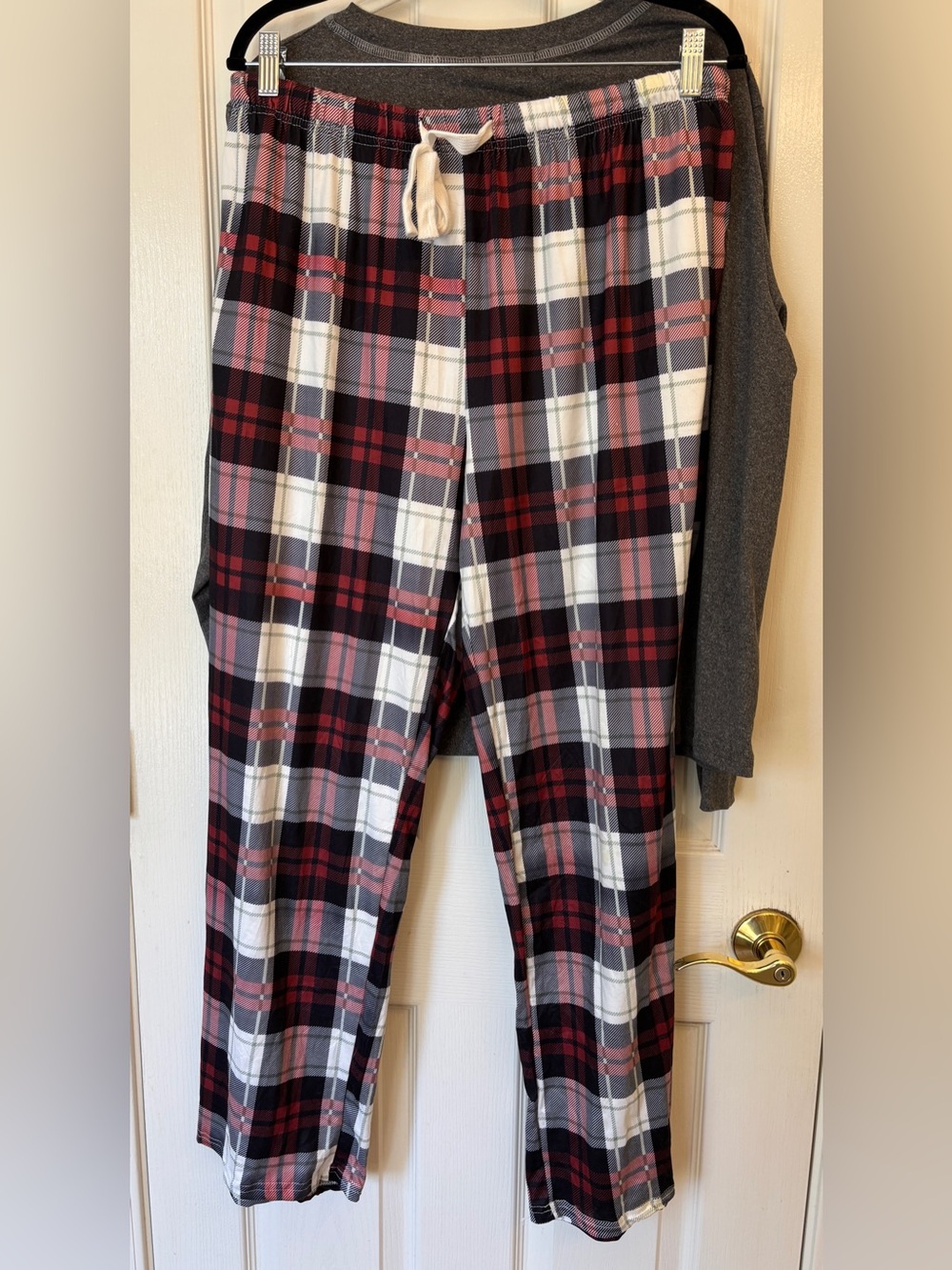 Ekouaer Gray Top and Pink Plaid Pajama Set ~ Women’s XL ~ New with Tags - Picture 2 of 16